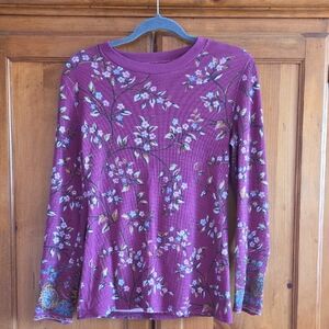 Sundance Floral Long Sleeve Top - Purple and Blue